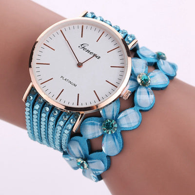 Fashion Geneva Flowers Watches Women Dress Elegant Quartz Bracelet Ladies Watch Crystal Diamond Wrist Watch Gift Reloj Mujer