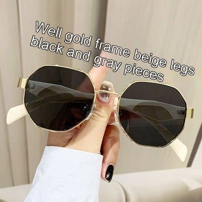 Modern Square Polygon Metal Sunglasses