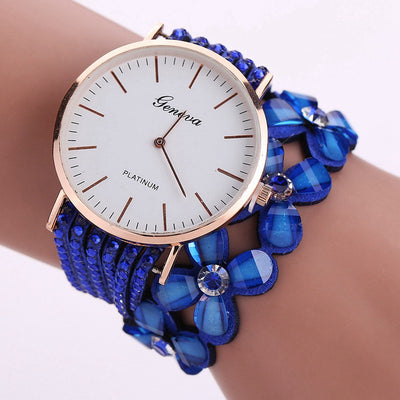 Fashion Geneva Flowers Watches Women Dress Elegant Quartz Bracelet Ladies Watch Crystal Diamond Wrist Watch Gift Reloj Mujer
