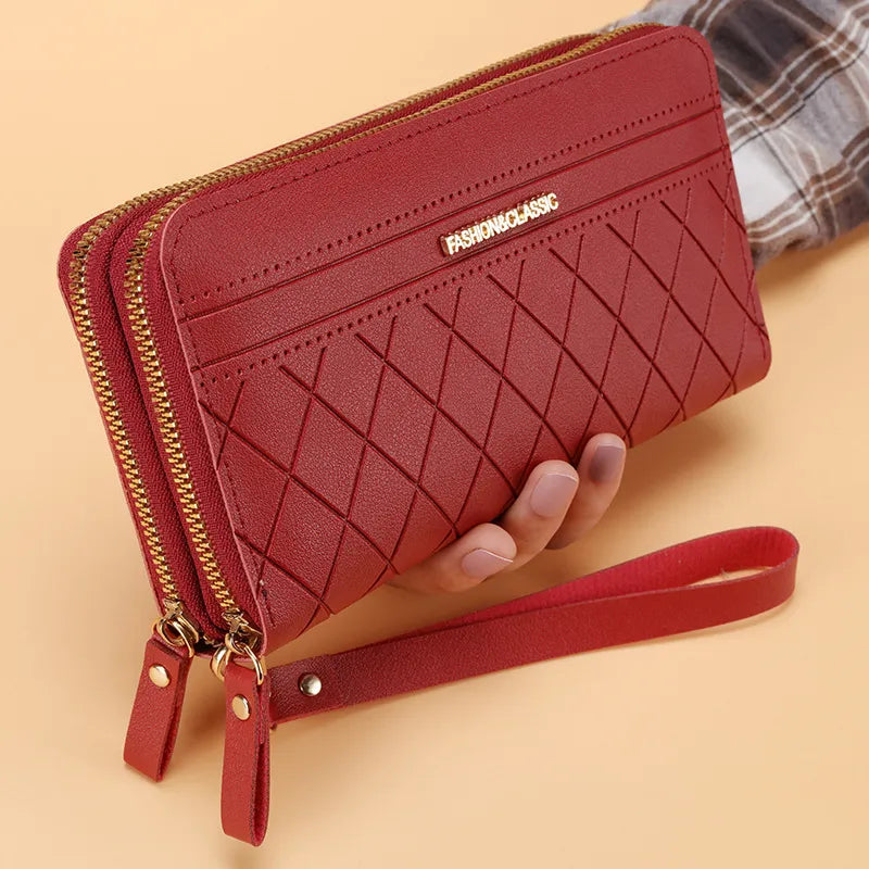 Simple Pu Leather Wallet for Women Tassel Coin Purse Card Holder Designer Women's Wallet Double Zipper Female Clutch Money Bags