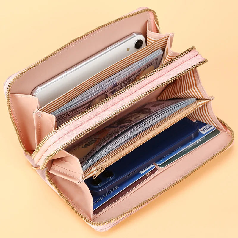 Simple Pu Leather Wallet for Women Tassel Coin Purse Card Holder Designer Women's Wallet Double Zipper Female Clutch Money Bags