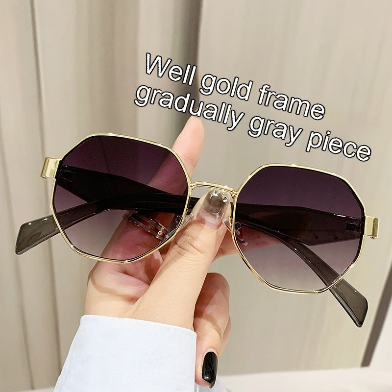 Modern Square Polygon Metal Sunglasses